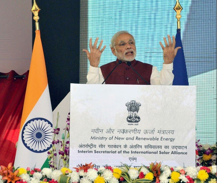 प्रधानमंत्री का गुडगांव में अंतर्राष्ट्रीय सौर गठबंधन मुख्यालय के उद्घाटन समारोह पर संबोधन